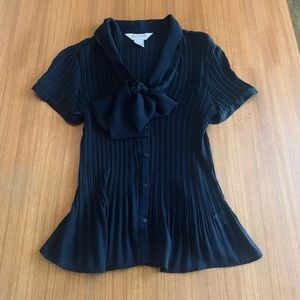 Vintage Black Bow Tie Blouse